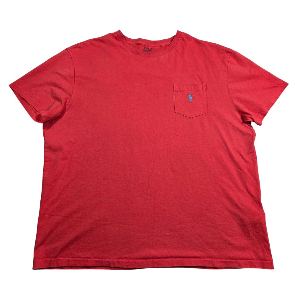 Polo Ralph Lauren Mens Red Classic Fit Crew Neck Pocket T Shirt XL Preppy Casual